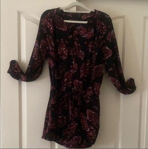 Marquis Elegant Floral Paisley Print Short Dress With Pocket. Size S